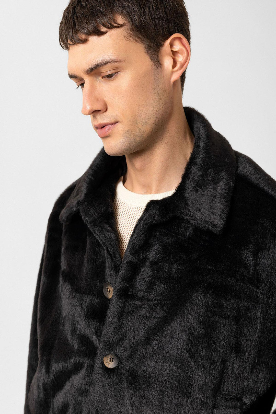 ANT Antioch Black Relax Fit Soft Textured Men's Coat - Lecce