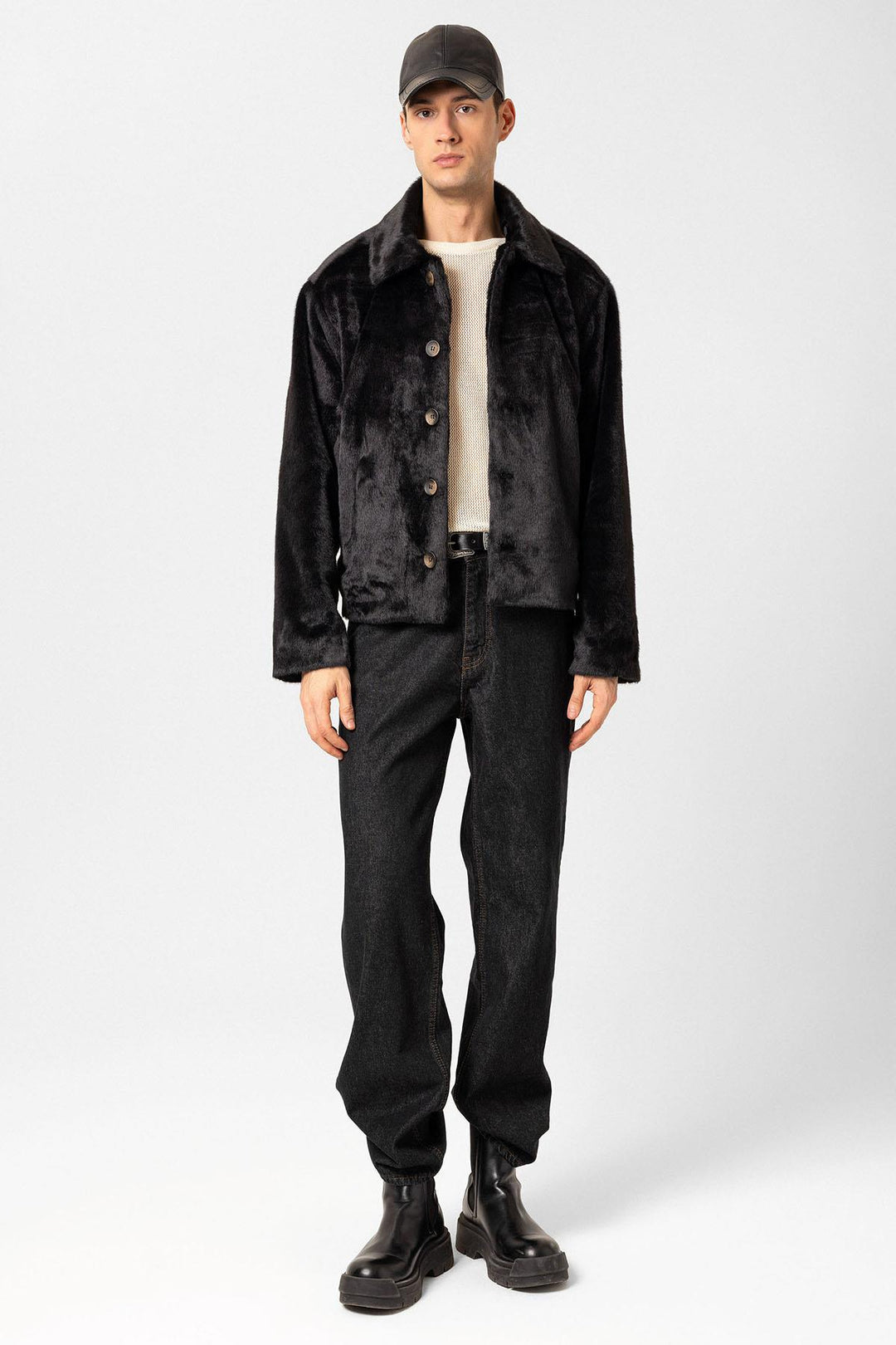 ANT Antioch Black Relax Fit Soft Textured Men's Coat - Lecce