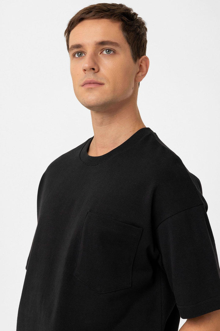 ANT Antioch Siyah Relaxed Basic Erkek T-Shirt - Faenza