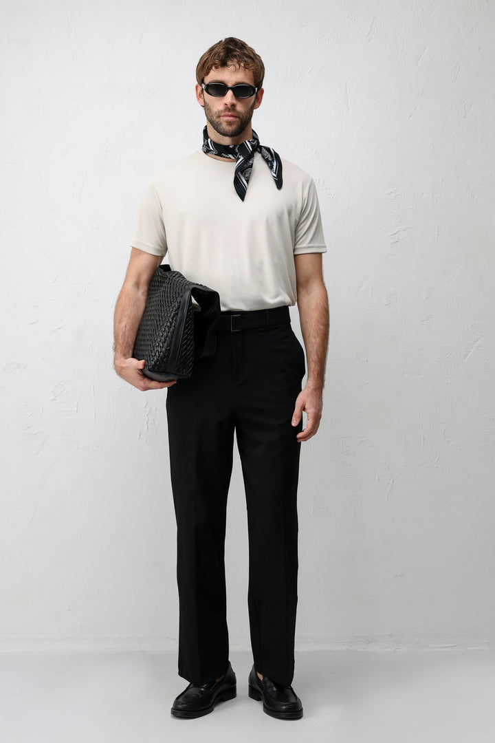 ANT Antioch Siyah Relaxed Fit Kemerli Erkek Pantolon - Deerfield Beach