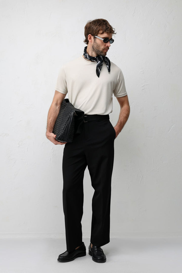 ANT Antioch Siyah Relaxed Fit Kemerli Erkek Pantolon - Deerfield Beach