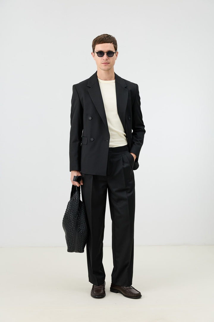 ANT Antioch Siyah Relaxed Kruvaze Erkek Blazer Ceket - Neumünster