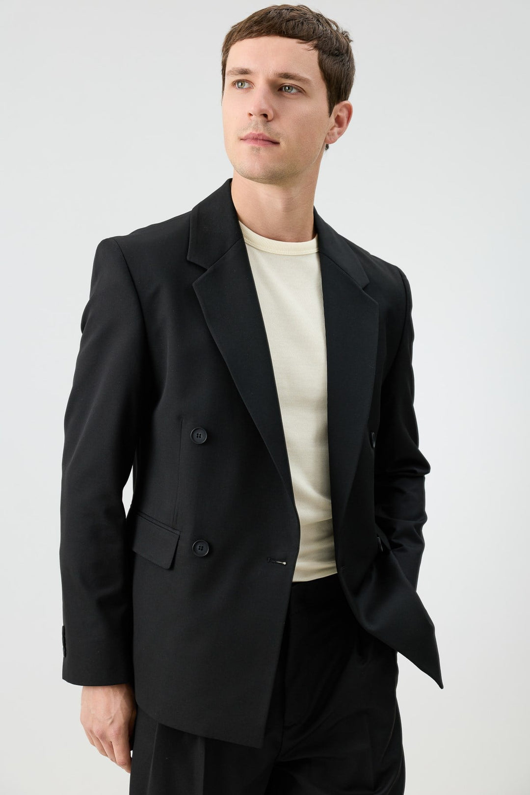 ANT Antioch Siyah Relaxed Kruvaze Erkek Blazer Ceket - Neumünster