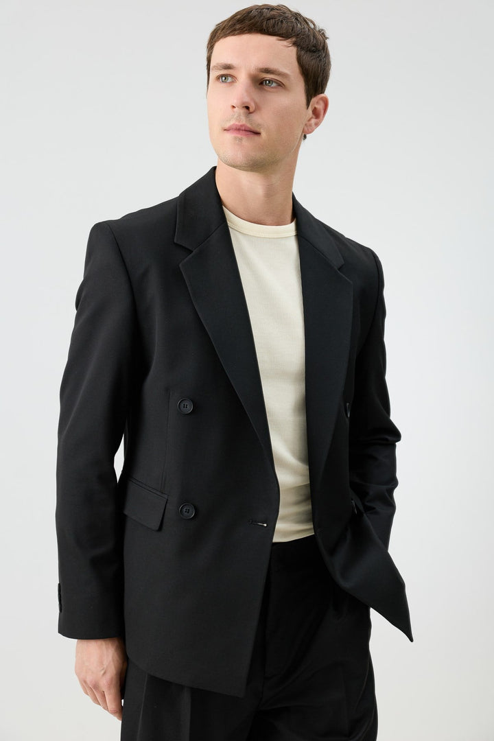ANT Antioch Siyah Relaxed Kruvaze Erkek Blazer Ceket - Neumünster