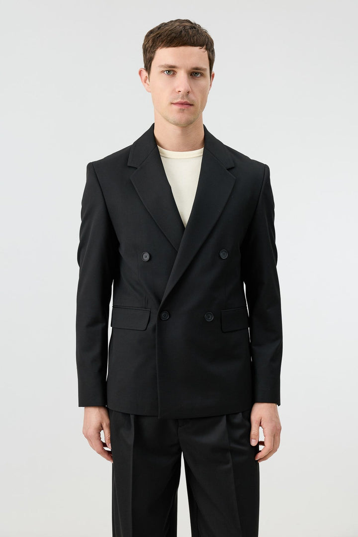 ANT Antioch Siyah Relaxed Kruvaze Erkek Blazer Ceket - Neumünster