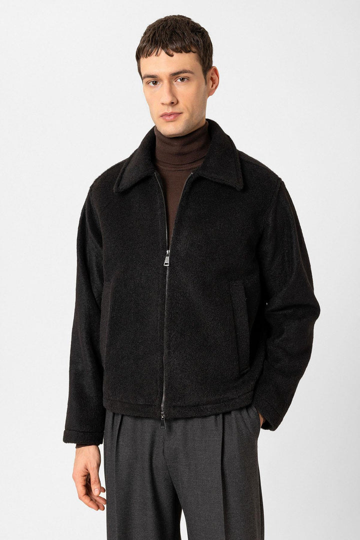 ANT Antioch Black Relaxed Soft Textured Men's Coat - Teoloyucan