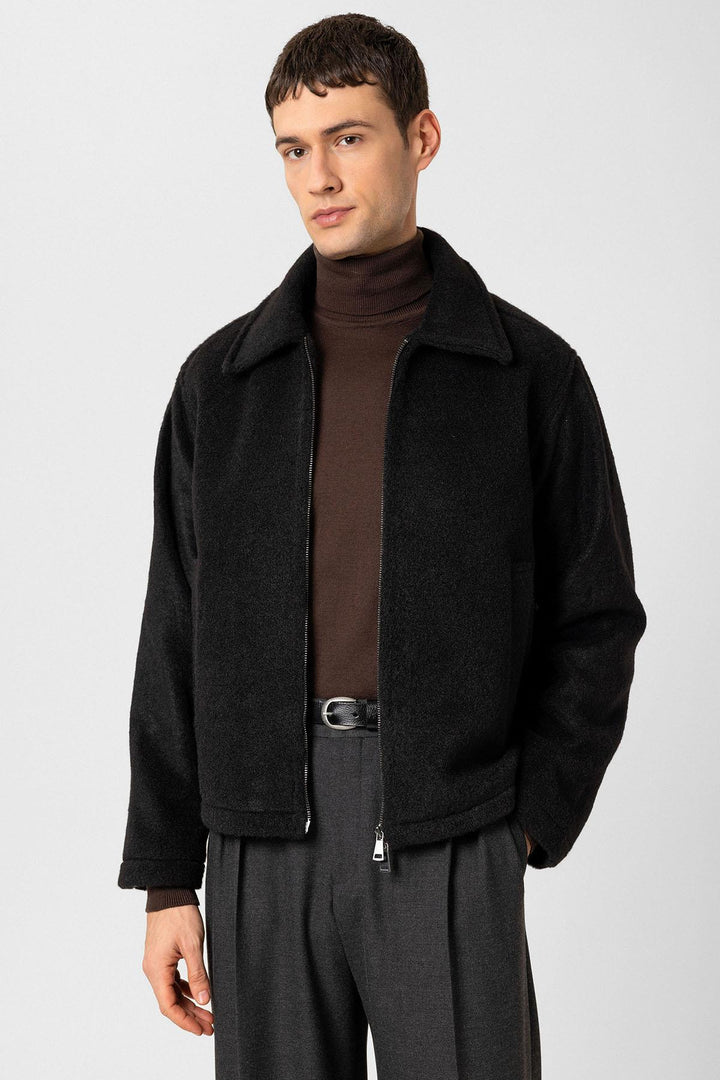 ANT Antioch Black Relaxed Soft Textured Men's Coat - Teoloyucan