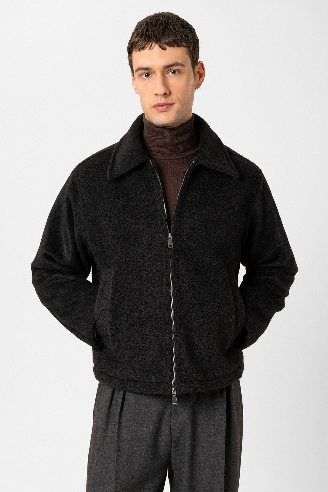 ANT Antioch Black Relaxed Soft Textured Men's Coat - Teoloyucan