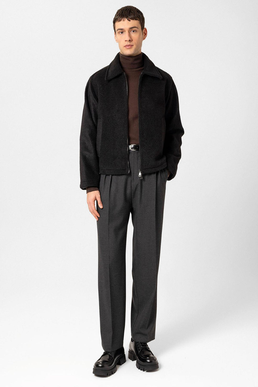ANT Antioch Black Relaxed Soft Textured Men's Coat - Teoloyucan