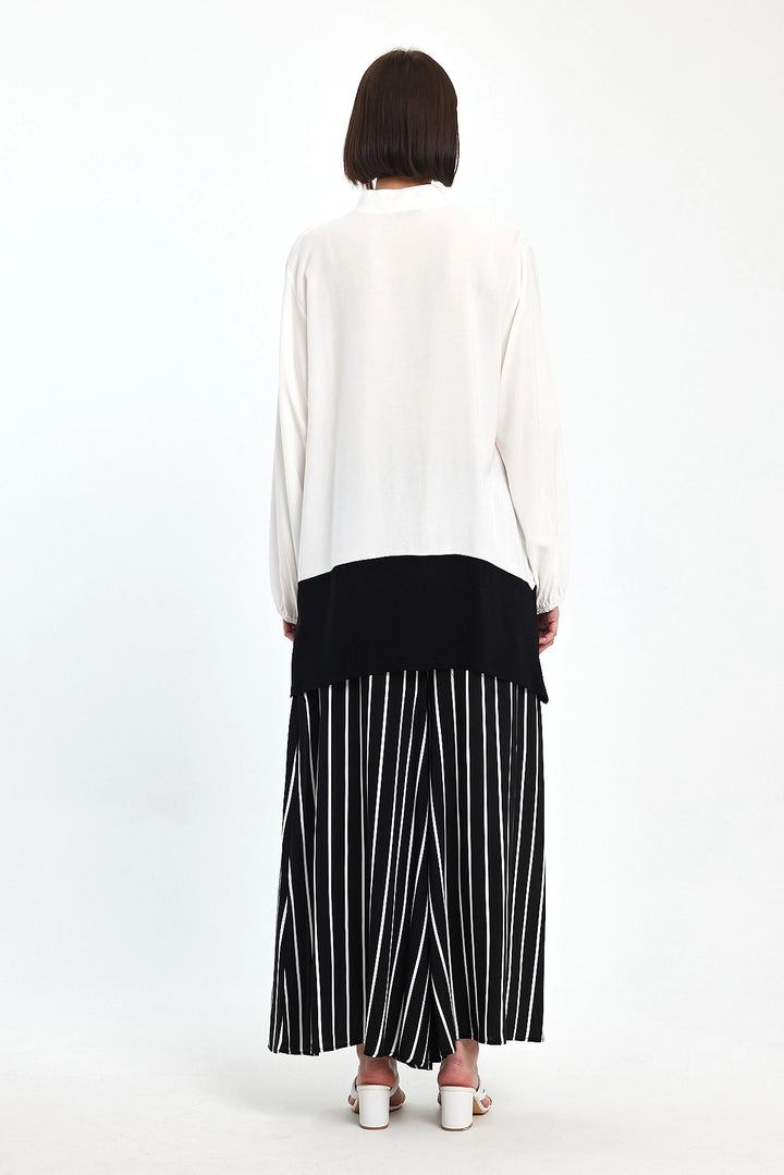 Maxi Boy Black Color Block Striped Pants and Long Tunic Top Set BCVL-241021 - Homburg