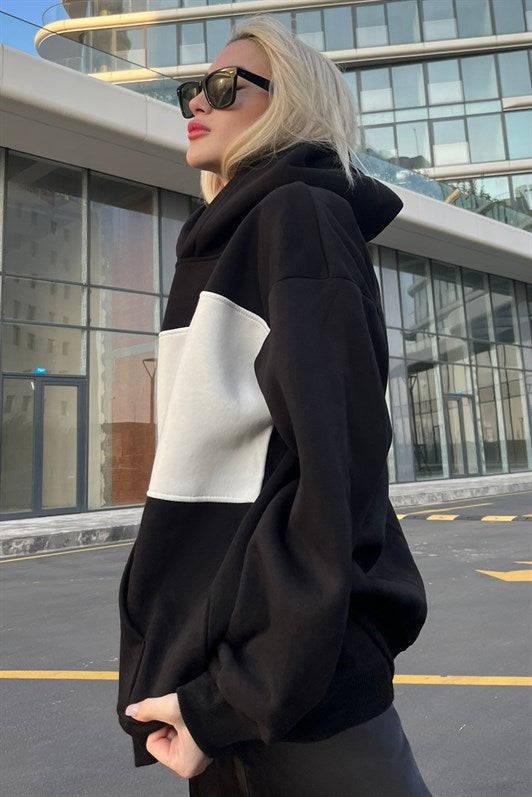 MDX Black Color Blocked Sherpa Sweatshirt MG1544 - Pisa