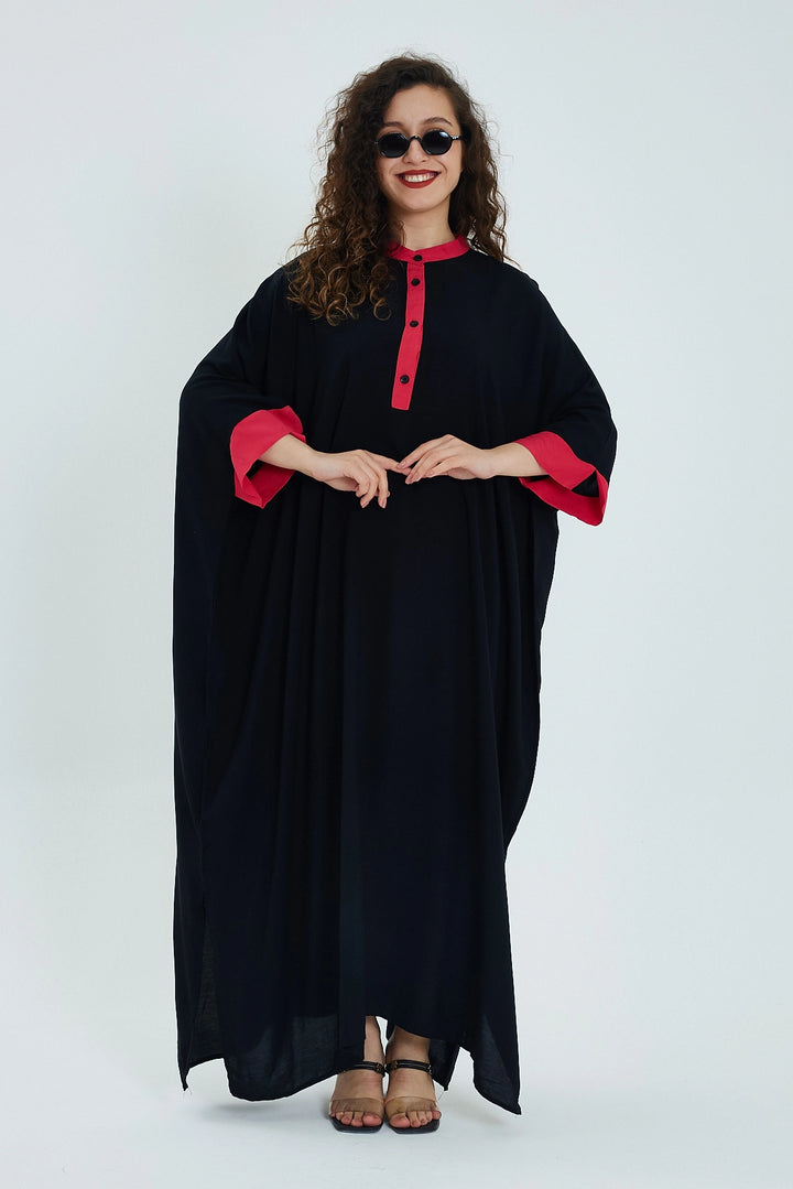 Maxi Boy Black Color Block Long Loose Knit Dress BCVL-24949 - Warner Robins