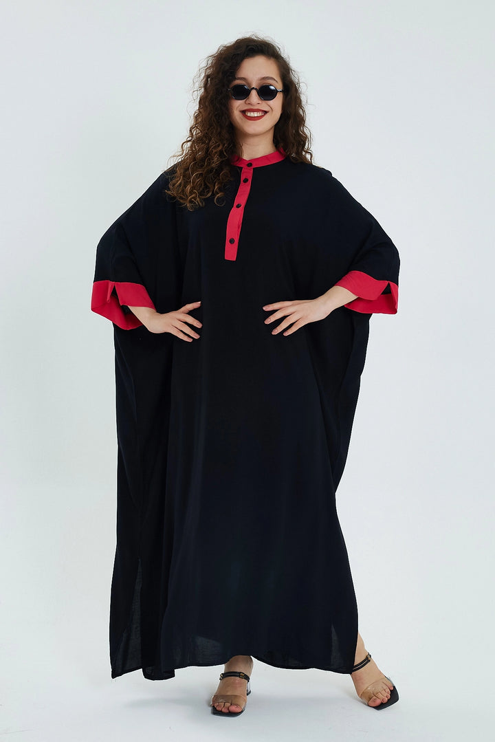 Maxi Boy Black Color Block Long Loose Knit Dress BCVL-24949 - Warner Robins