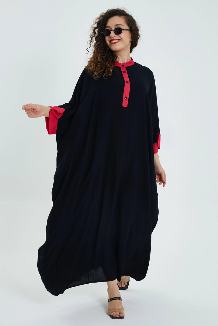 Maxi Boy Black Color Block Long Loose Knit Dress BCVL-24949 - Warner Robins