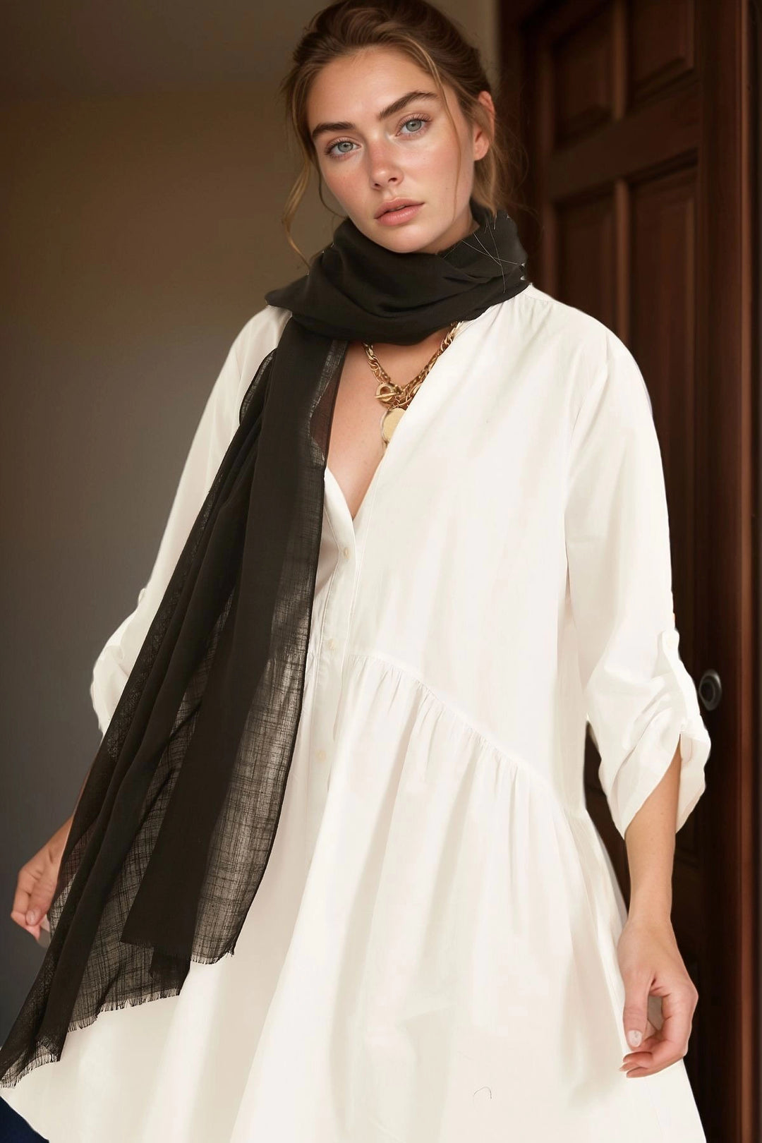 Black Colored Scarf BCNSV-2513333 - Courbevoic