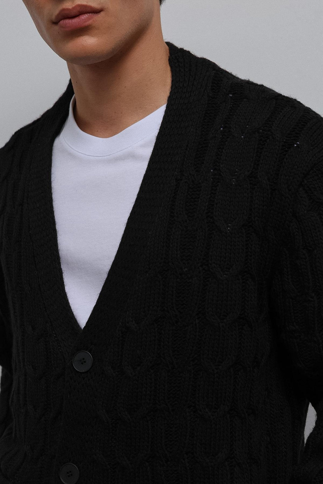 ANT Antioch Black Hair Braided Textured Men's Cardigan - Wallsend