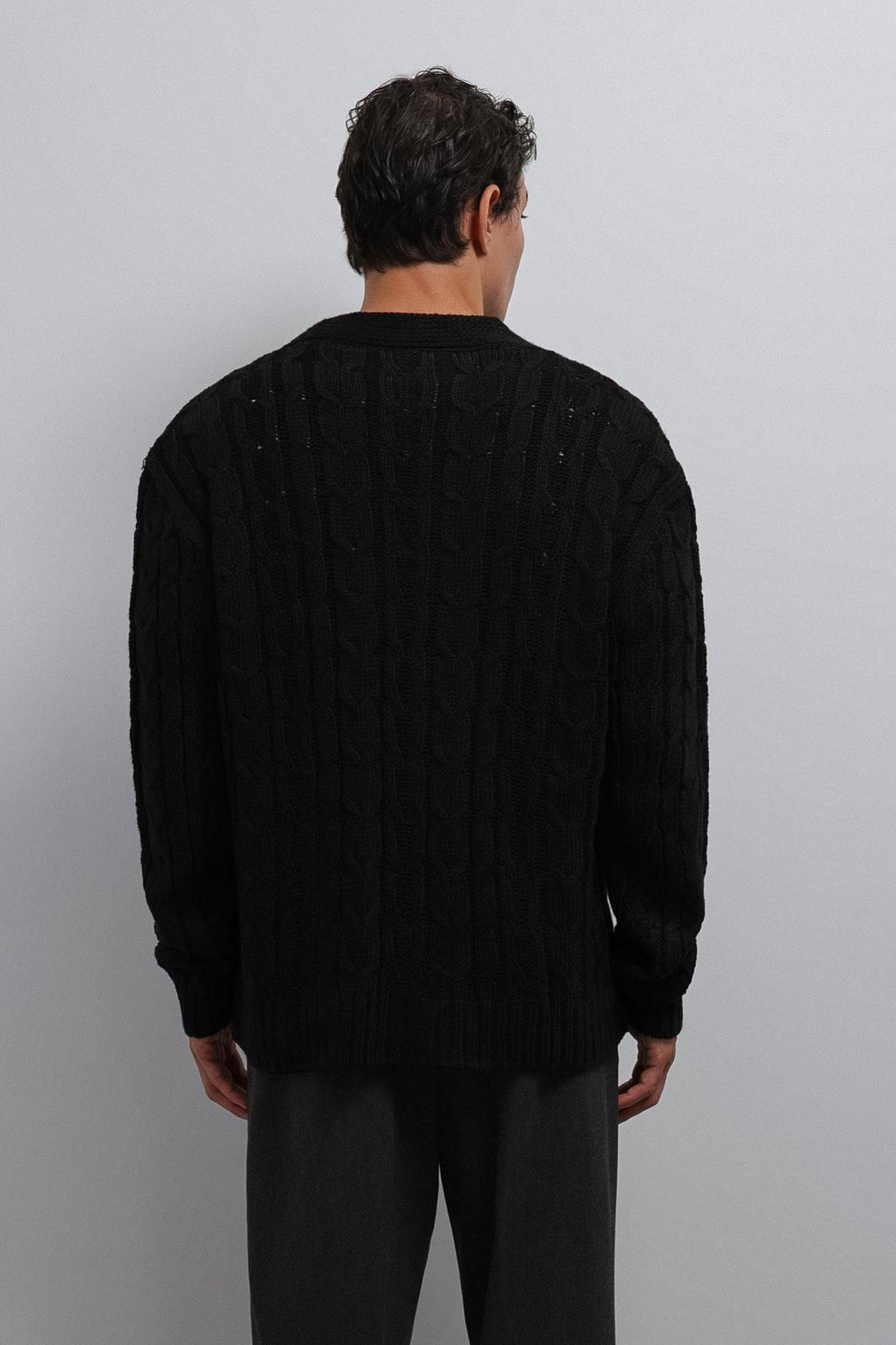 ANT Antioch Black Hair Braided Textured Men's Cardigan - Wallsend