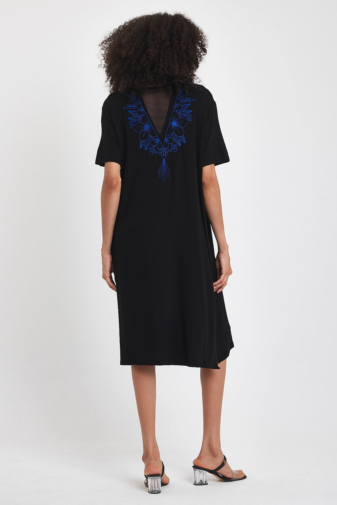 Maxi Boy Black Saks Embroidered Knitted Viscose Dress BCVL-251023 - Linton Hall