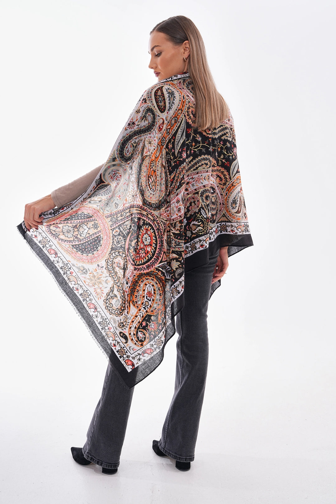 Black Scarf Patterned France Fabric Foil Scarf BCNSV-2515175 - Nijmegen