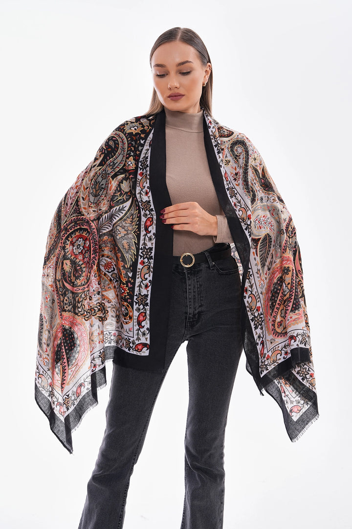 Black Scarf Patterned France Fabric Foil Scarf BCNSV-2515175 - Nijmegen