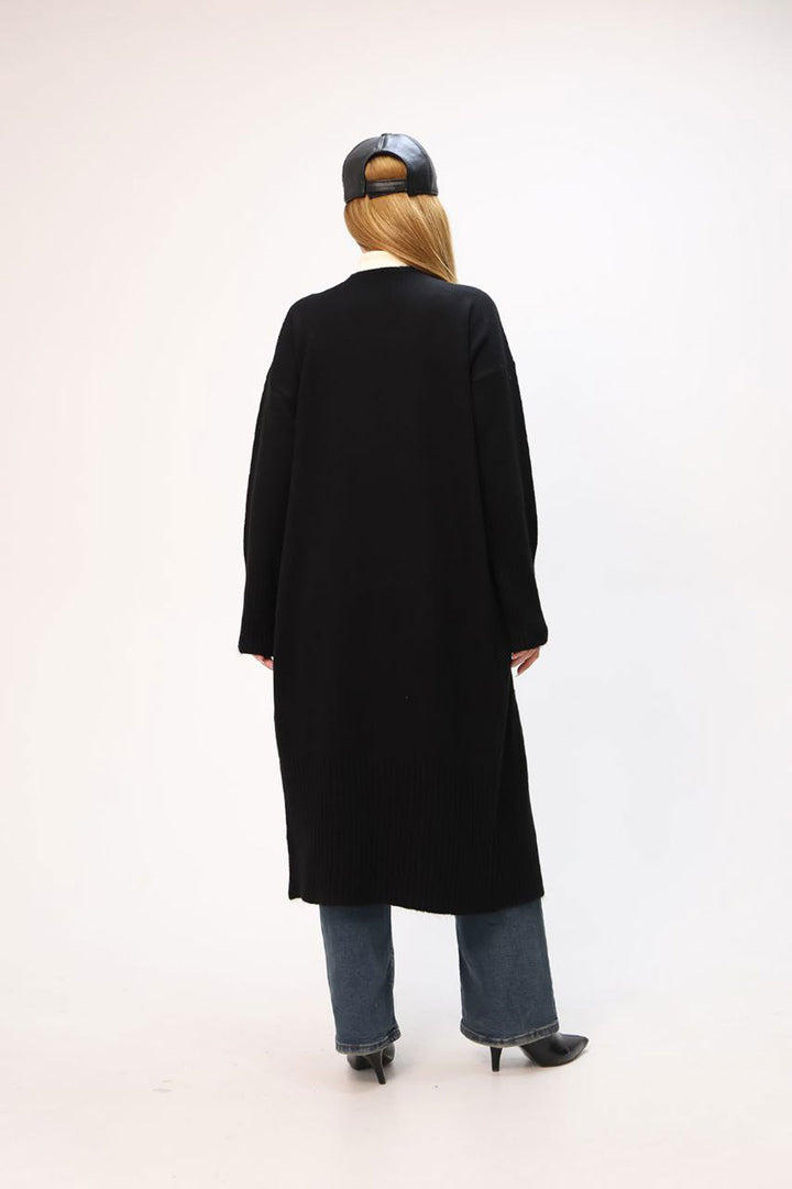 Black Loose Soft Textured Knit Cardigan BCES-252009 - Castro Valley