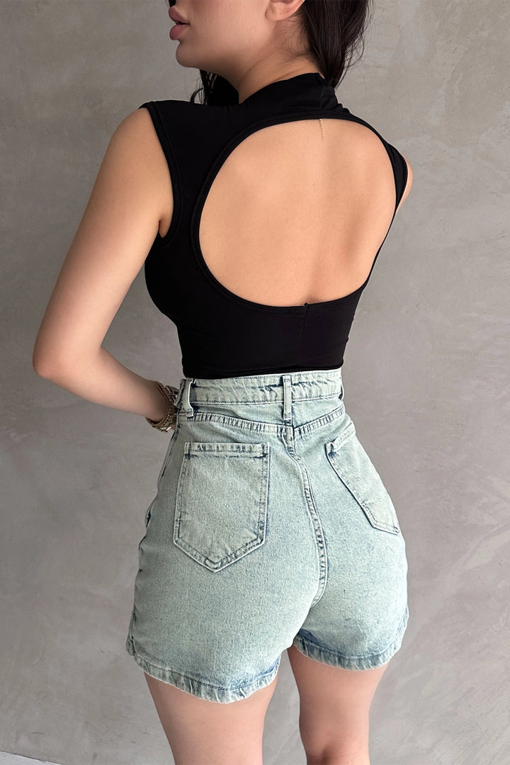 Black Backless Buzzy Blouse BCDF-252162 - Freehold