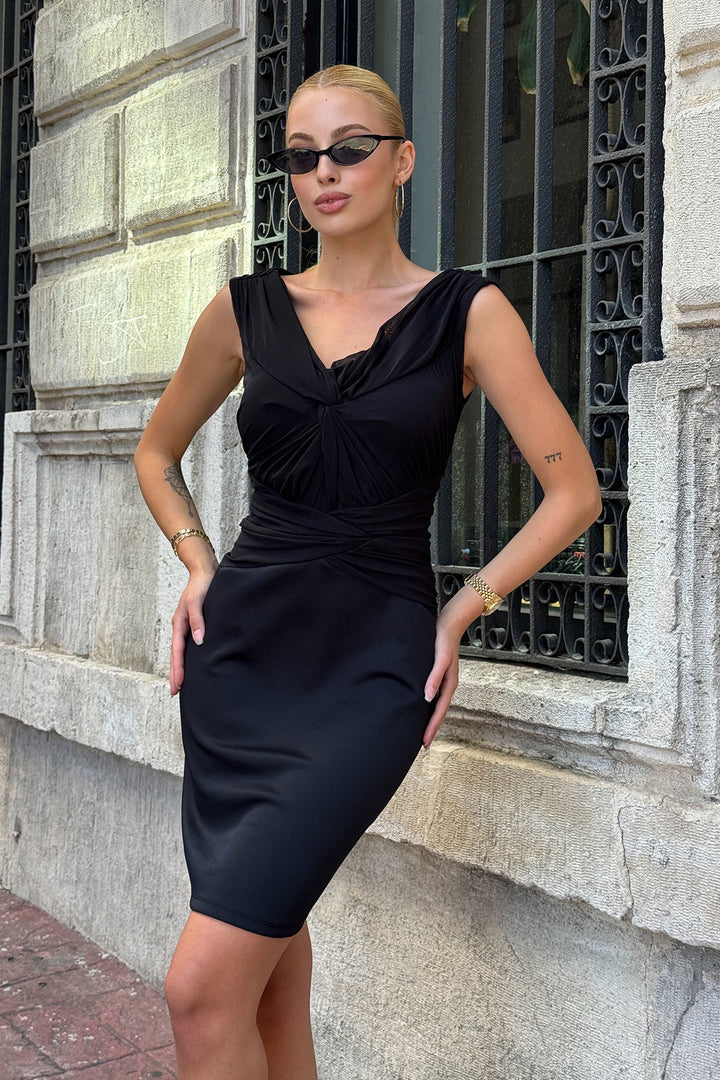 Black Black Tulle Boat Neck Shoulder Waist Sitting Curve Night Elegant Evening Dress BCPK-25MMYG1351 - Oro Valley