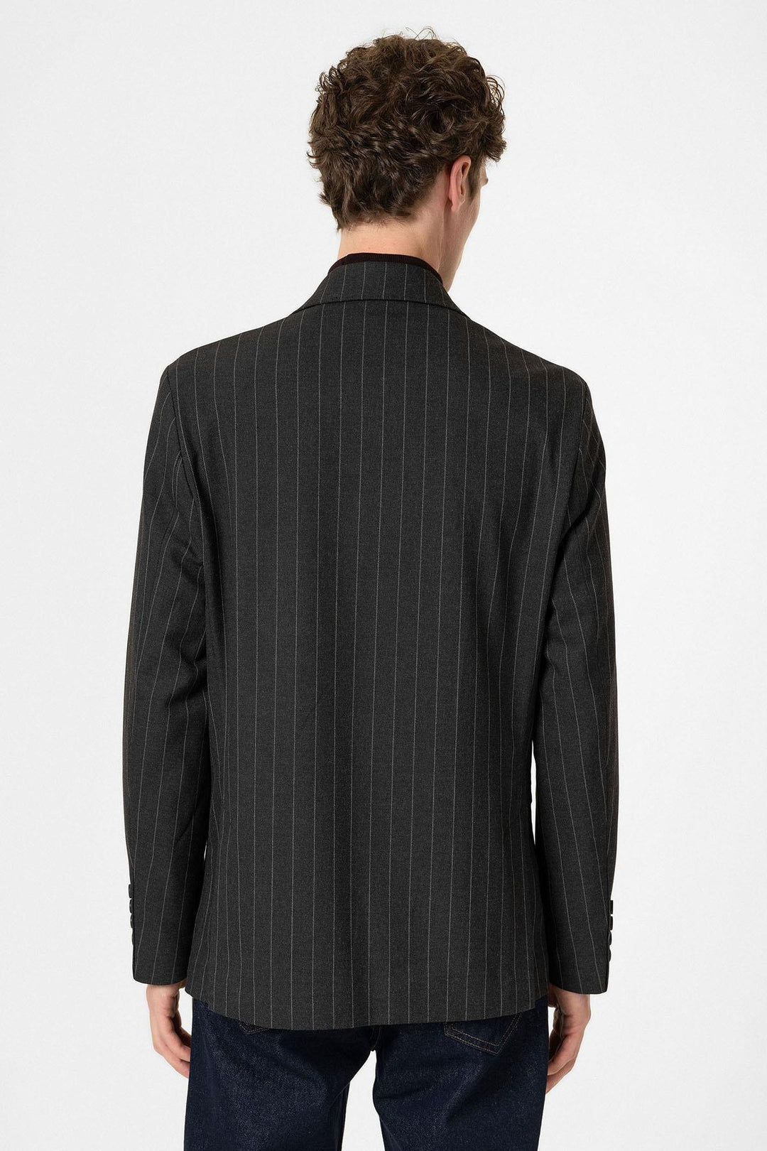 ANT Antioch Black Slim Fit Striped Men's Blazer Jacket - University City