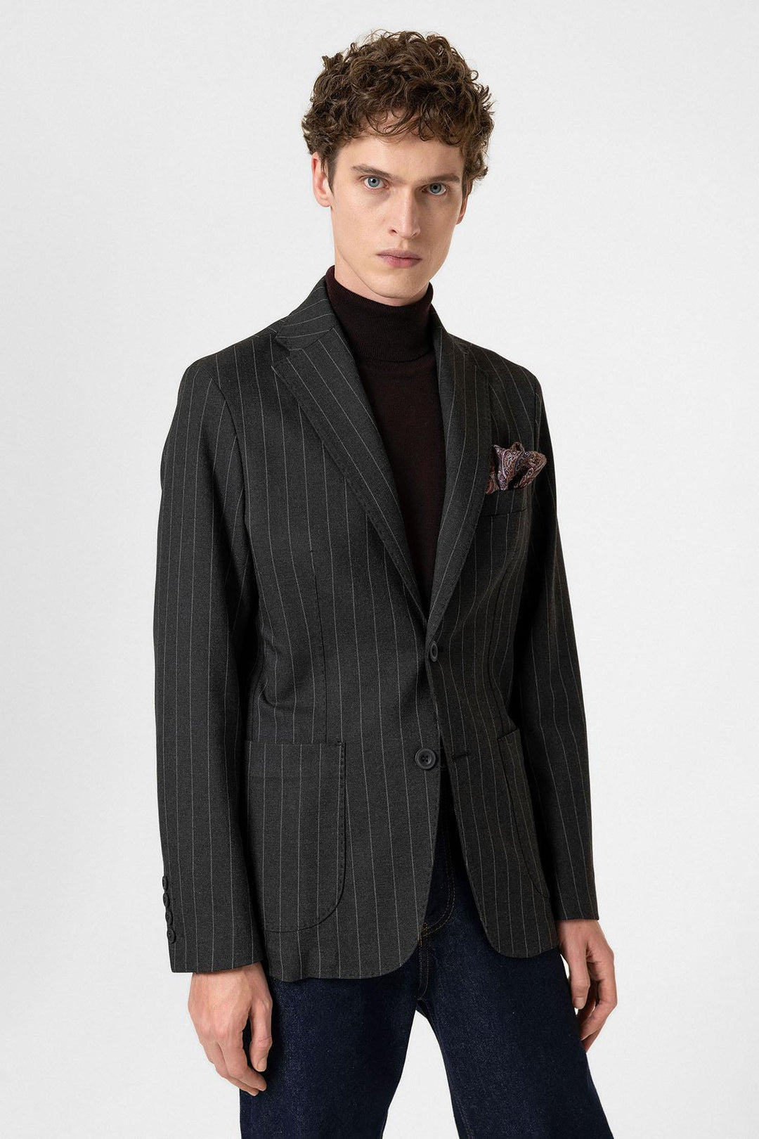 ANT Antioch Black Slim Fit Striped Men's Blazer Jacket - University City