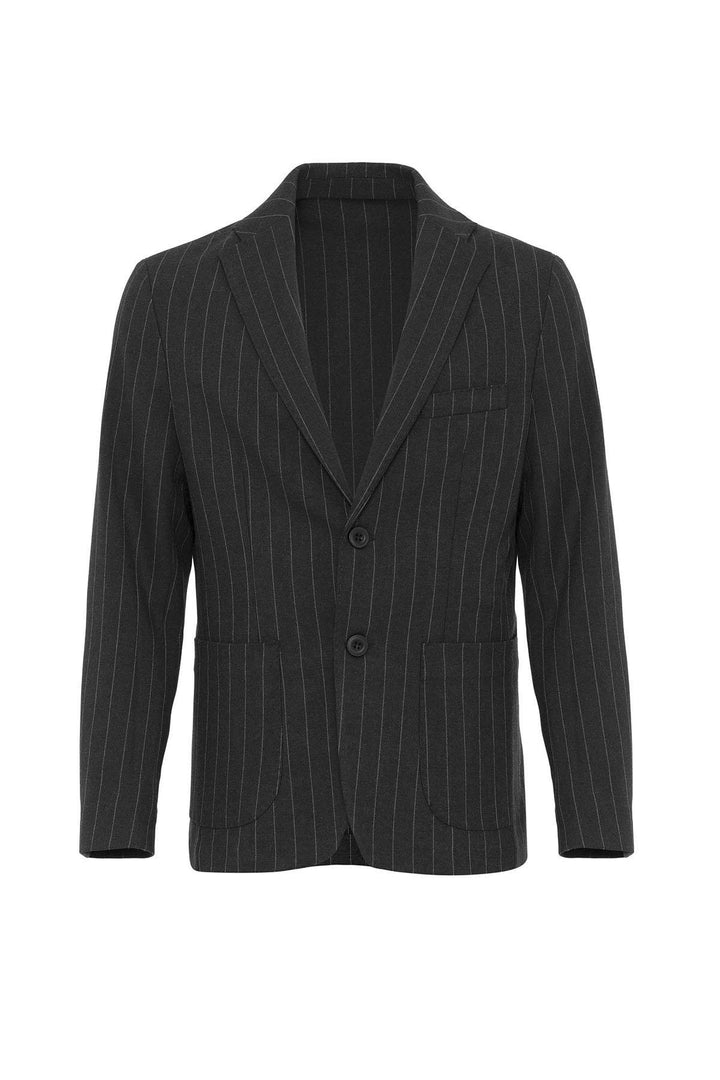ANT Antioch Black Slim Fit Striped Men's Blazer Jacket - University City