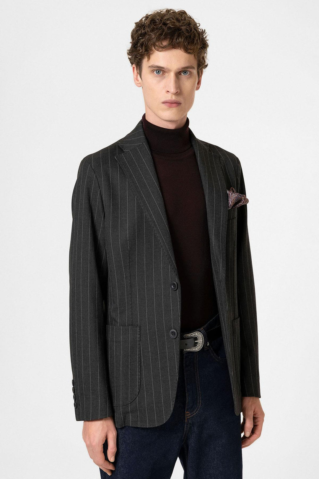 ANT Antioch Black Slim Fit Striped Men's Blazer Jacket - University City