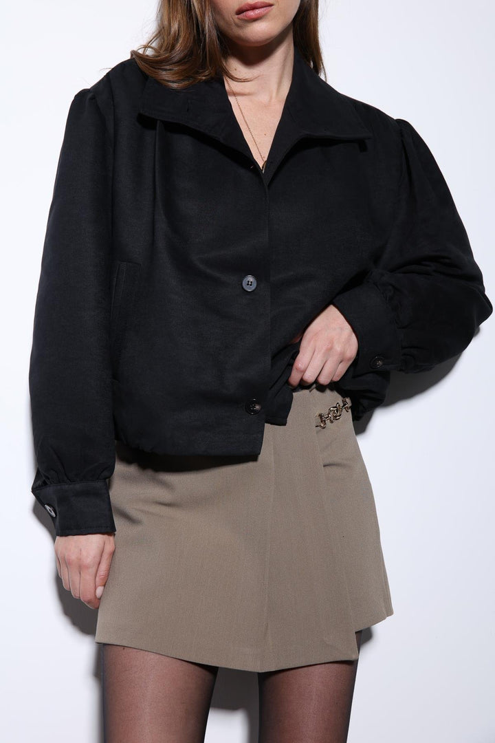 ANT Antioch Black Suede-Look Bomber Women's Jacket - Dovzhansk