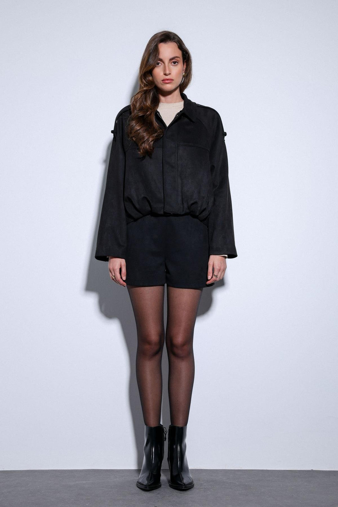 ANT Antioch Black Suede-Look Bomber Women's Jacket - Biella