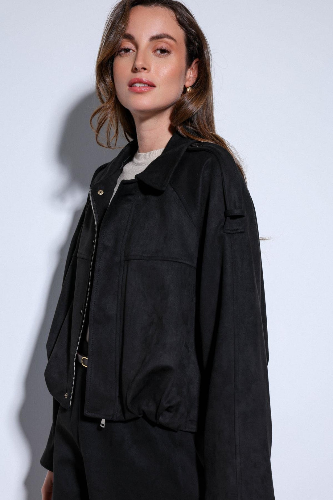 ANT Antioch Black Suede-Look Bomber Women's Jacket - Biella