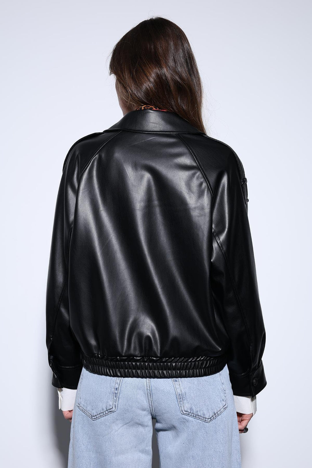 ANT Antioch Black Faux Leather Bomber Jacket - Horishni Plavni