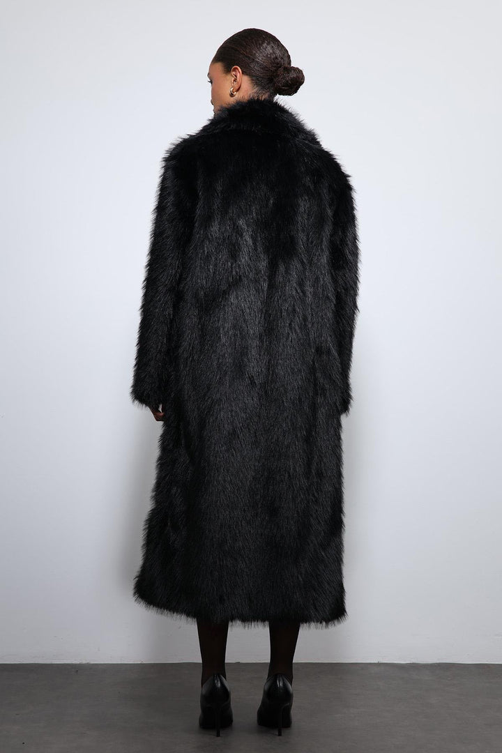 ANT Antioch Black Faux Fur Long Coat - Glenview