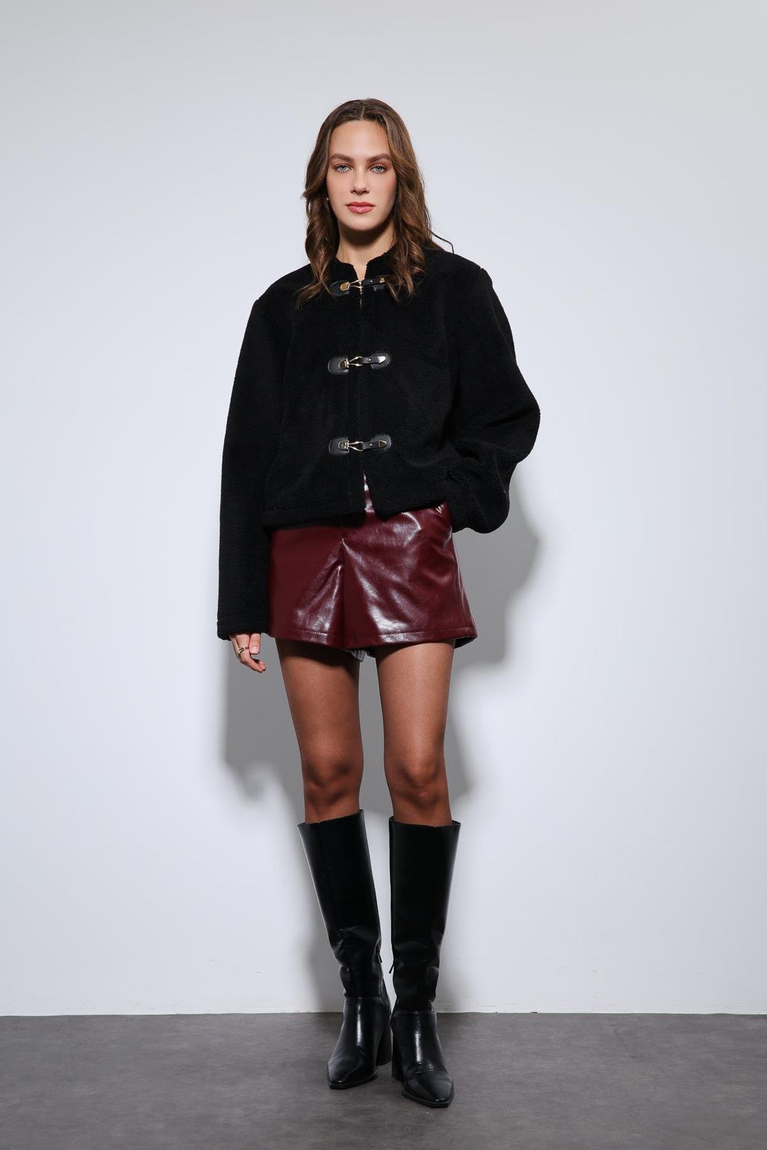 ANT Antioch Black Fur-Trimmed Buttoned Faux Fur Jacket - Coburg