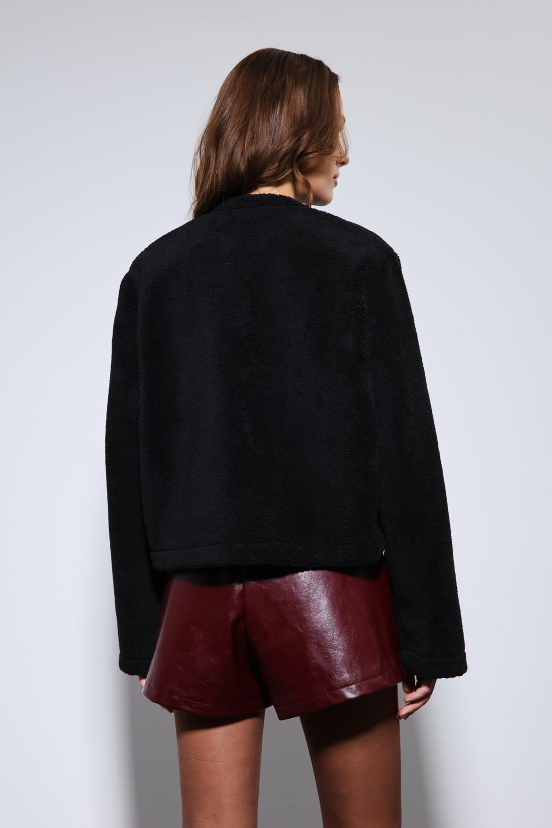 ANT Antioch Black Fur-Trimmed Buttoned Faux Fur Jacket - Coburg