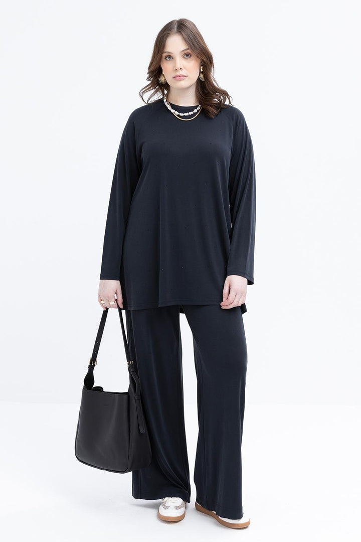 TLD Women Allday Black Stone Printed Lycra Plus Size Tunic - Mönchengladbach