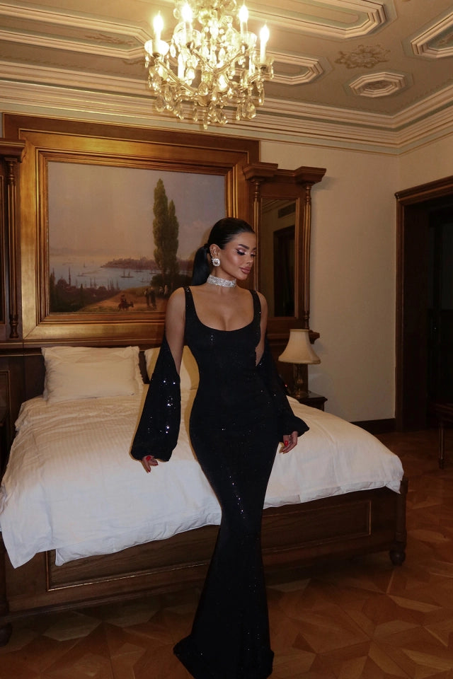 EYY Women Black Stone Long Dress - Hattiesburg