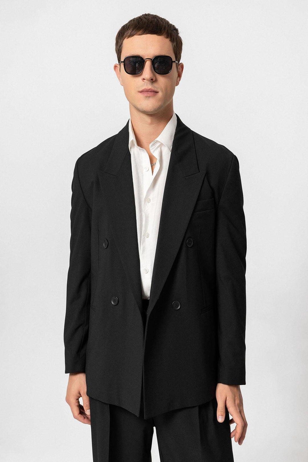 ANT Antioch Black Single Button Double Breasted Men's Blazer Jacket - Avignon