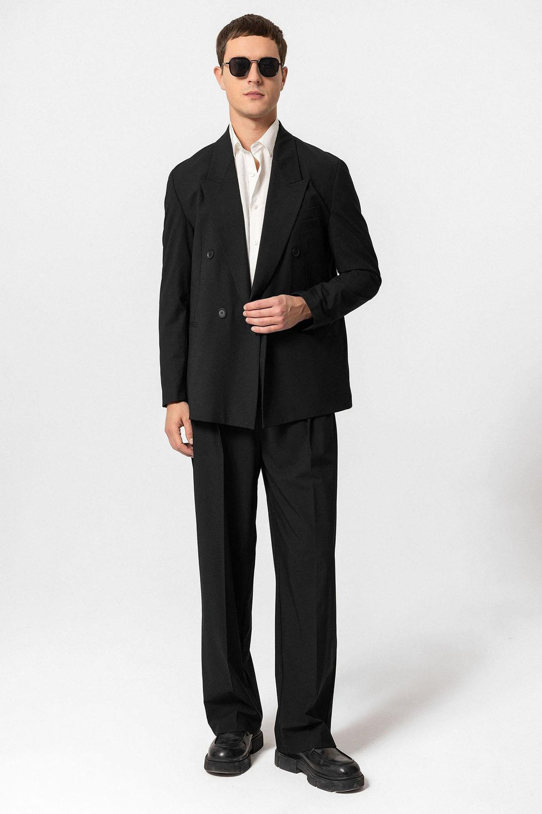 ANT Antioch Black Single Button Double Breasted Men's Blazer Jacket - Avignon