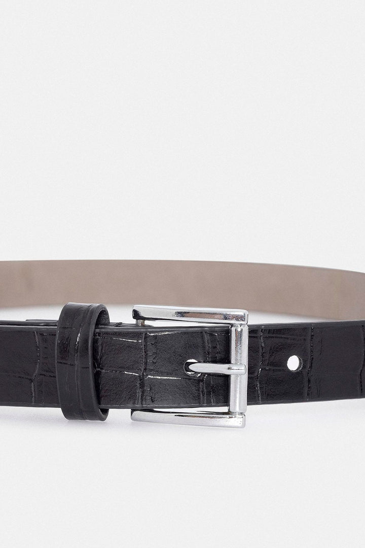 ANT Antioch Black Crocodile Skin Look Women's Belt - Redwood City