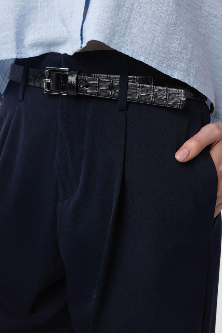 ANT Antioch Black Crocodile Skin Look Women's Belt - Redwood City