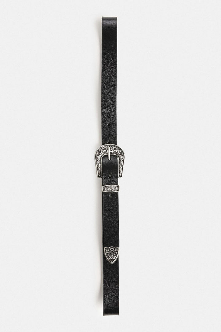 ANT Antioch Black Vintage Men's Leather Belt with Buckle Detail - Imperia