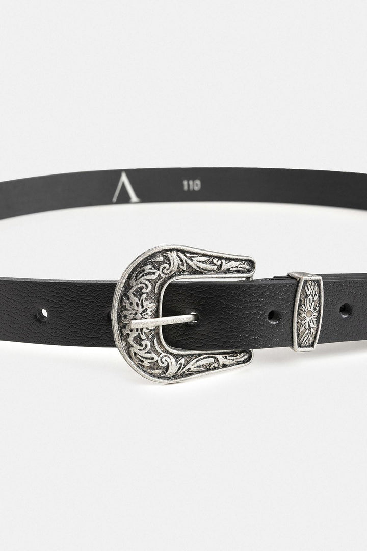 ANT Antioch Black Vintage Men's Leather Belt with Buckle Detail - Imperia