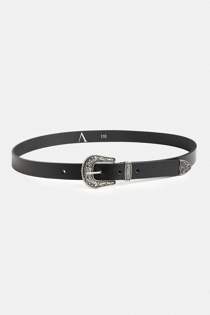 ANT Antioch Black Vintage Men's Leather Belt with Buckle Detail - Imperia