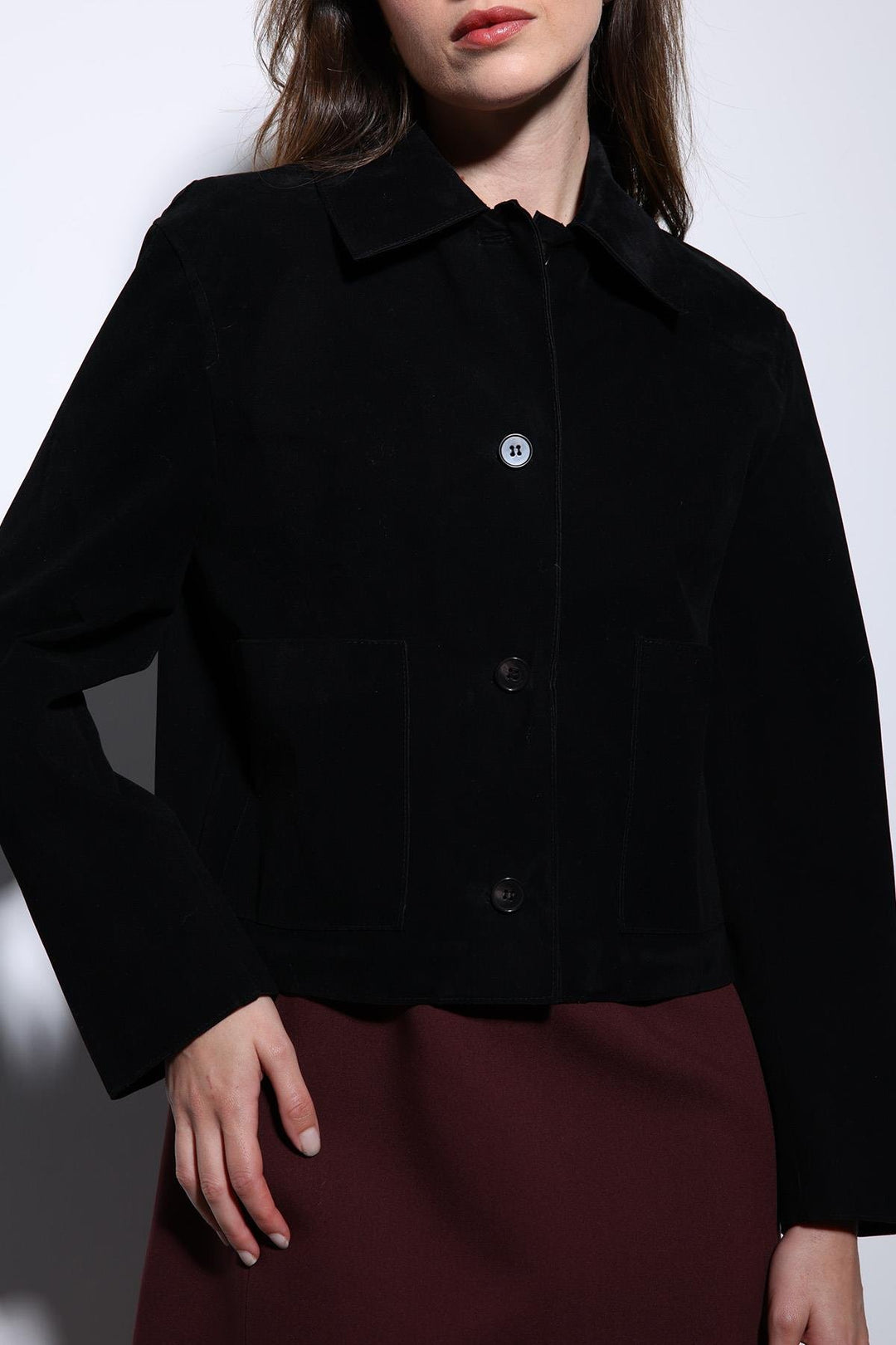 ANT Antioch Black Suede Women's Jacket with Baggy Pockets - Cranston