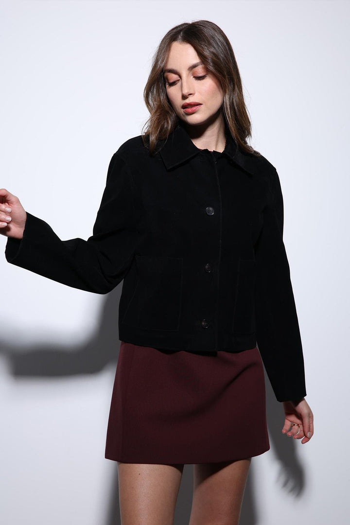 ANT Antioch Black Suede Women's Jacket with Baggy Pockets - Cranston