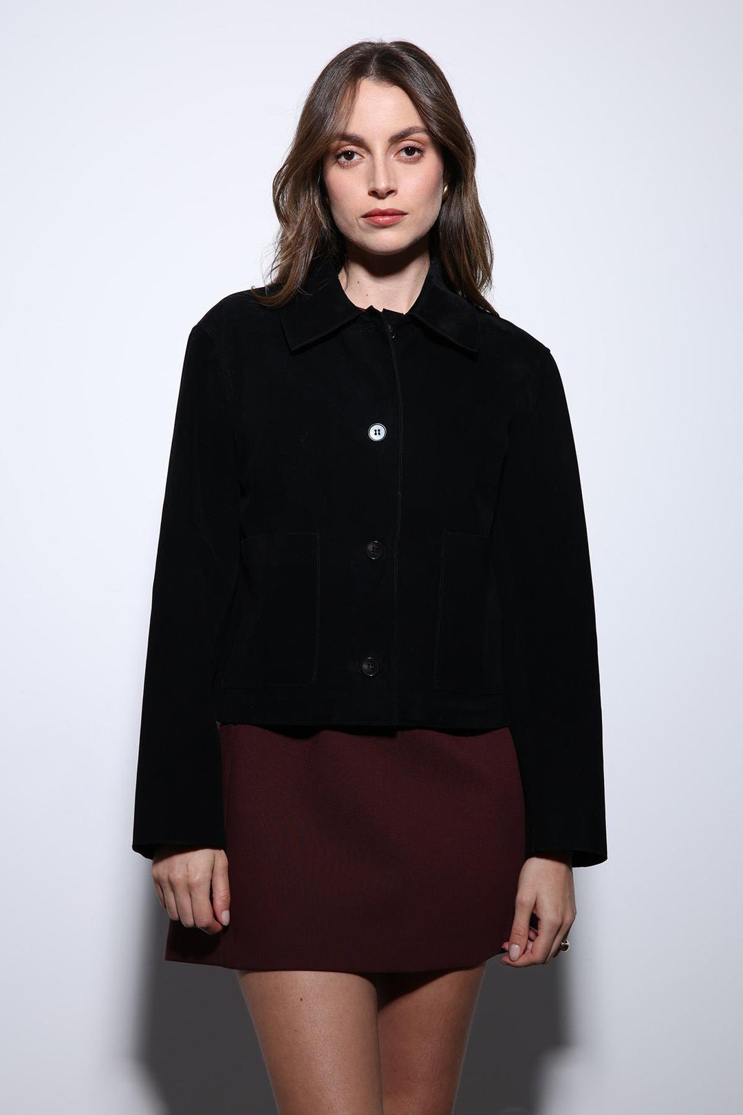 ANT Antioch Black Suede Women's Jacket with Baggy Pockets - Cranston
